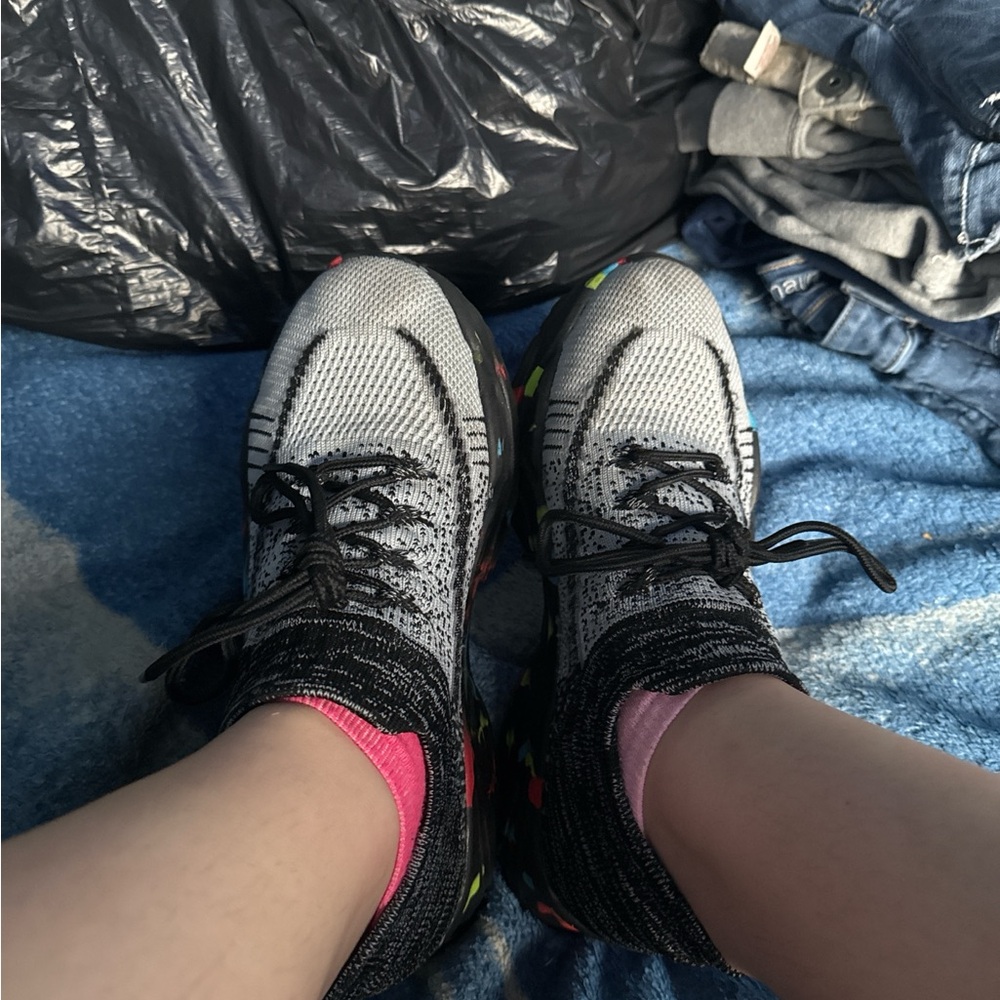 Black and Gray Knit Sneakers